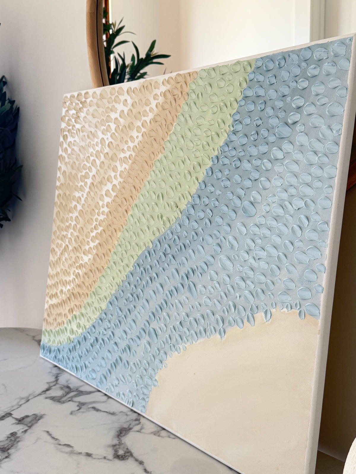 Coastal Textured Wall Art | Sage Green & Soft Blue Abstract Canvas