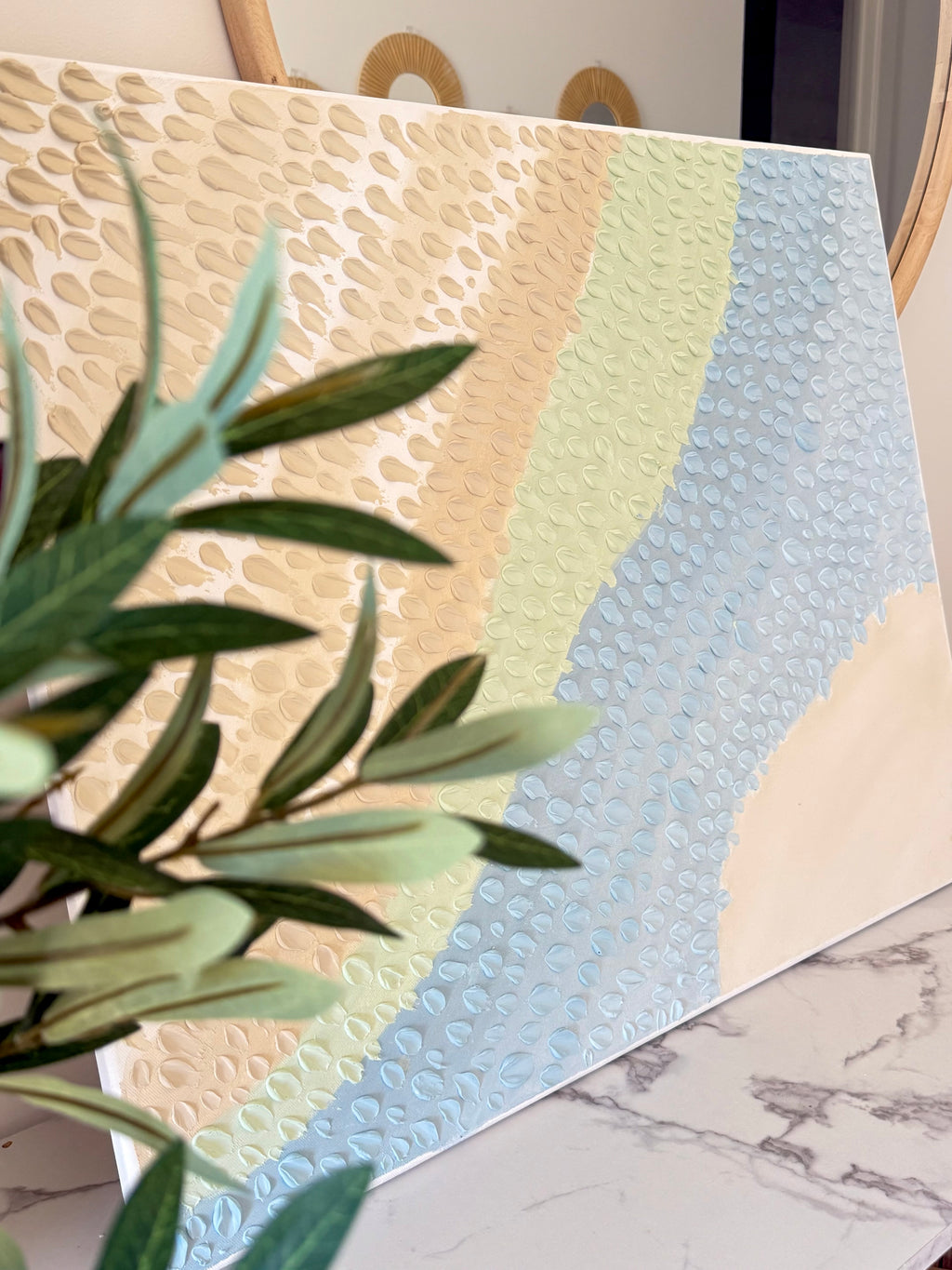 Coastal Textured Wall Art | Sage Green & Soft Blue Abstract Canvas