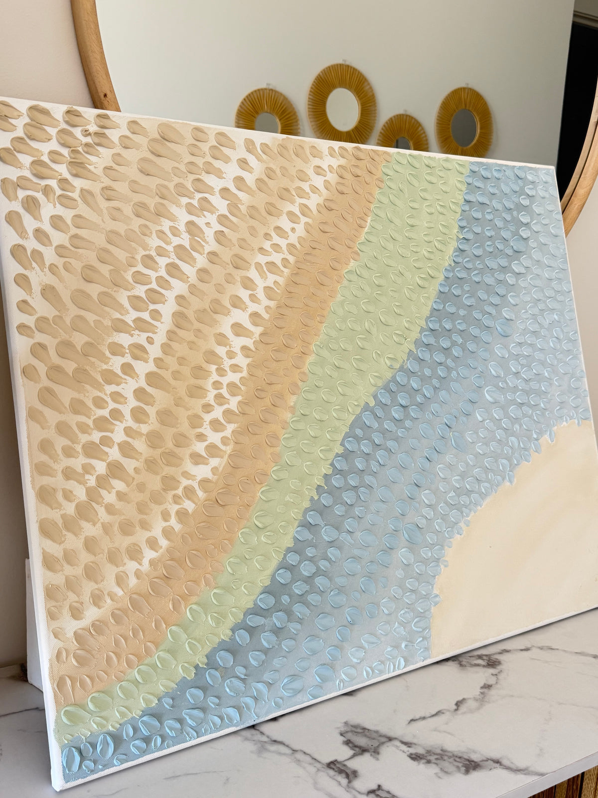 Coastal Textured Wall Art | Sage Green & Soft Blue Abstract Canvas
