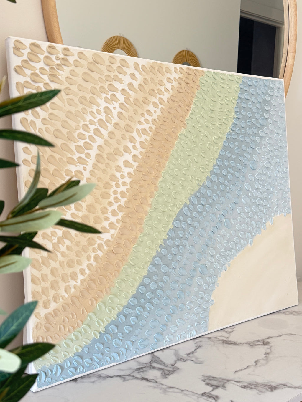 Coastal Textured Wall Art | Sage Green & Soft Blue Abstract Canvas