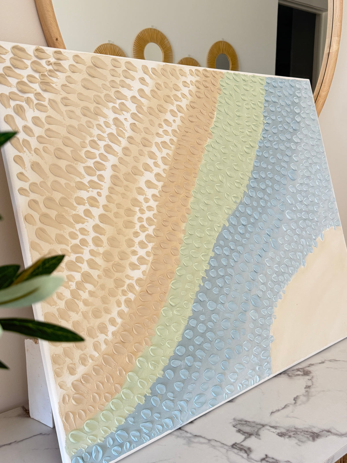 Coastal Textured Wall Art | Sage Green & Soft Blue Abstract Canvas