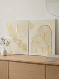 Luxury 3D Palette Knife Canvas Set – Minimalist Gold Leaf Arches