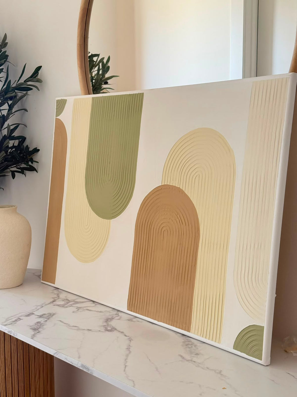 Handmade 3D Textured Canvas Painting - Sage & Earth Tones
