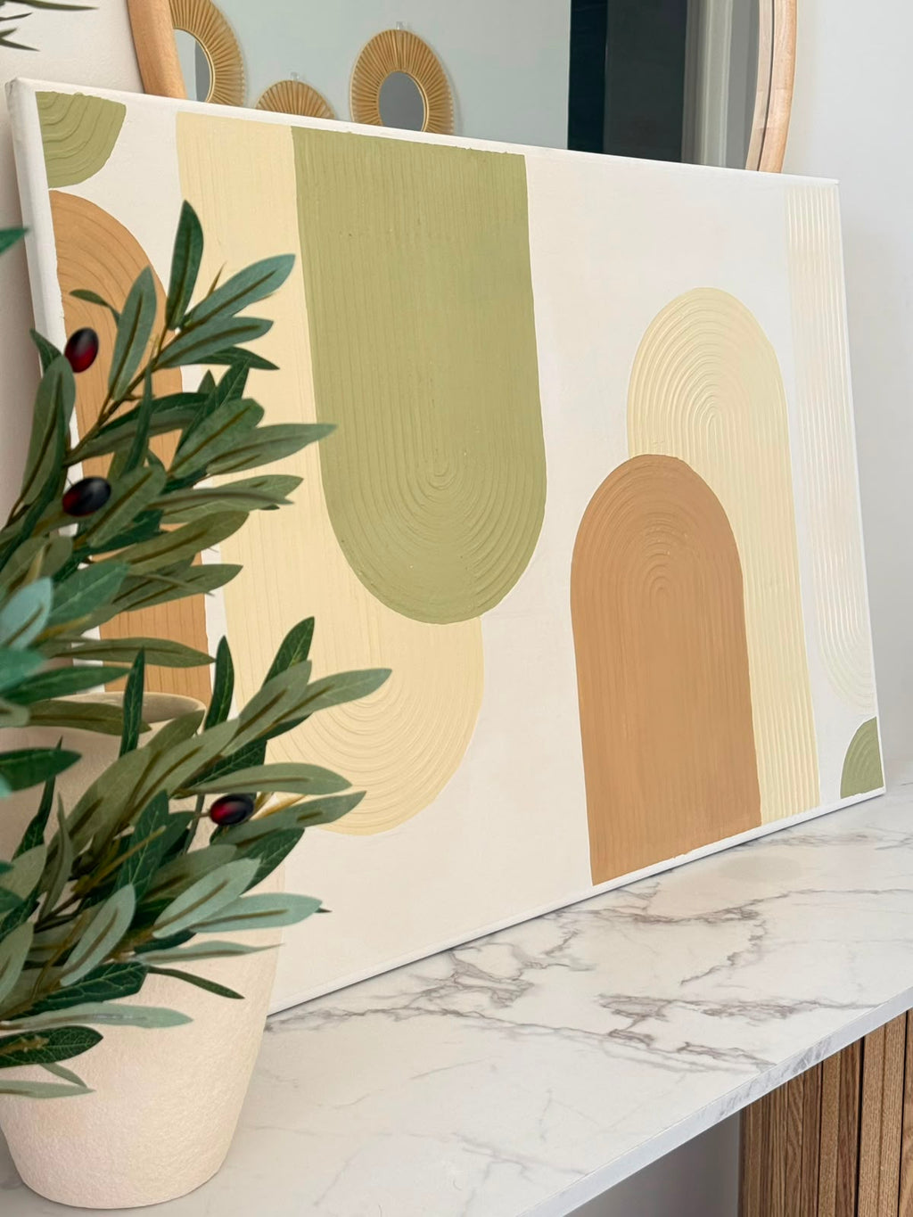 Handmade 3D Textured Canvas Painting - Sage & Earth Tones