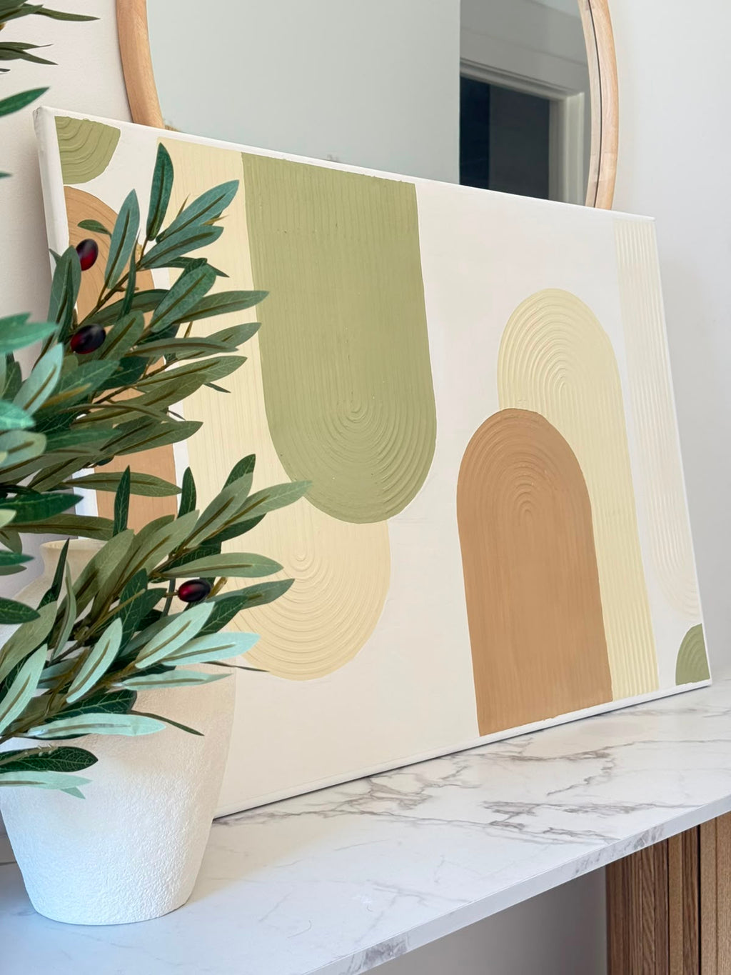 Handmade 3D Textured Canvas Painting - Sage & Earth Tones