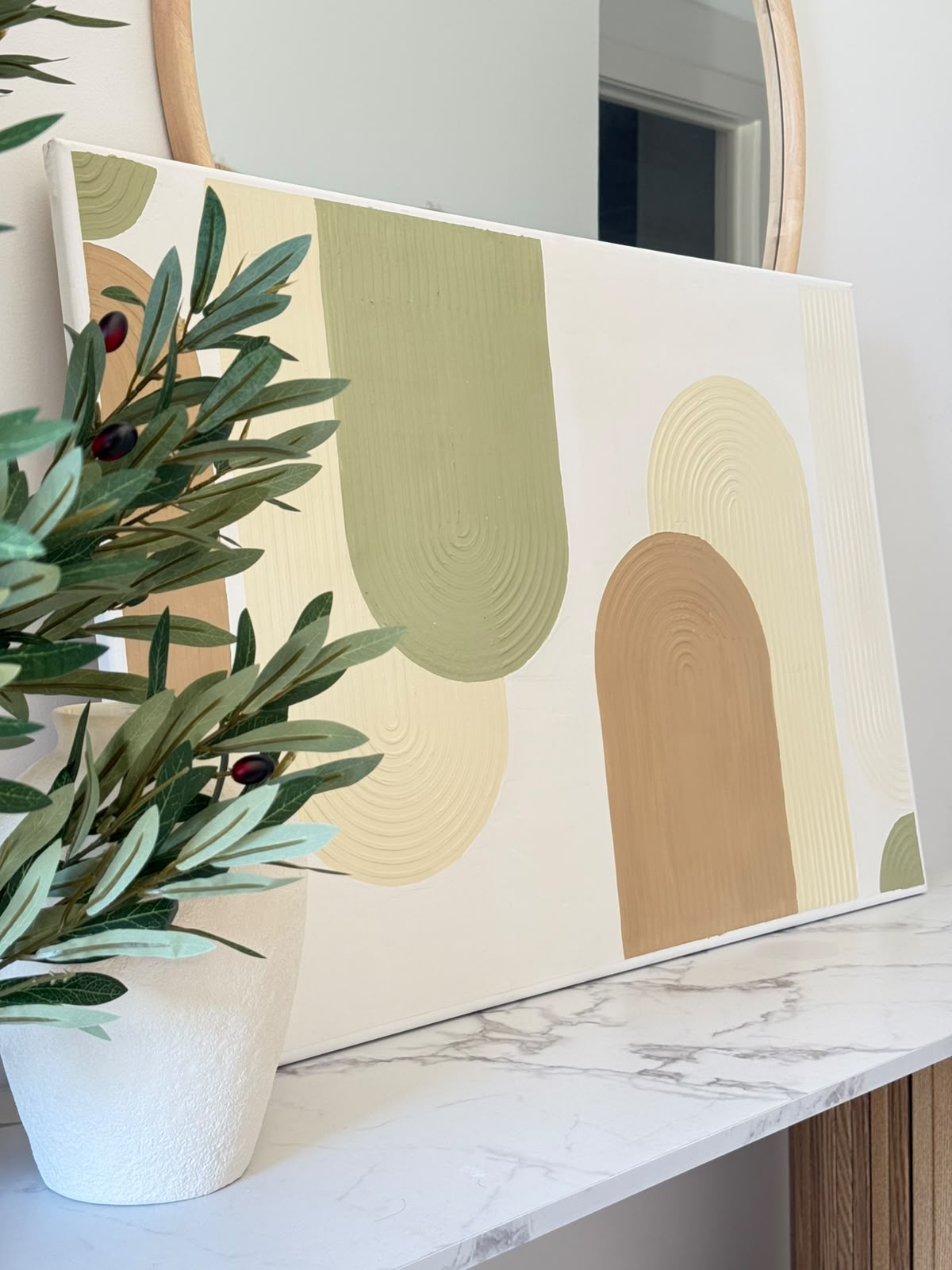 Handmade 3D Textured Canvas Painting - Sage & Earth Tones