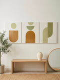 Handmade Textured Canvas Set | Sage Green, Terracotta & Cream