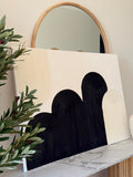 Handmade Textured Arch Wall Art | Black, Cream & White