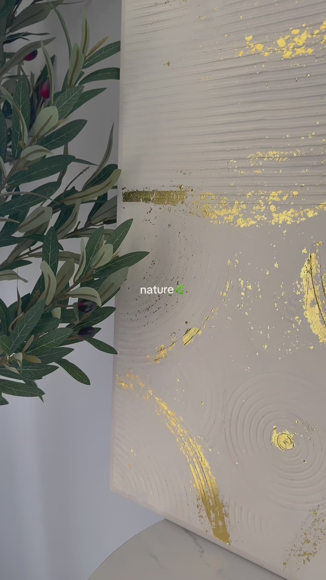Large Textured 3D Arch Wall Art - Gold Leaf & soft Cream